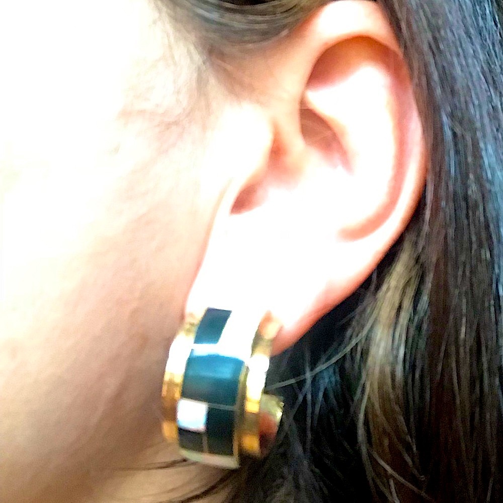 Amazing solid yellow gold opal earrings - Picture 7 of 7